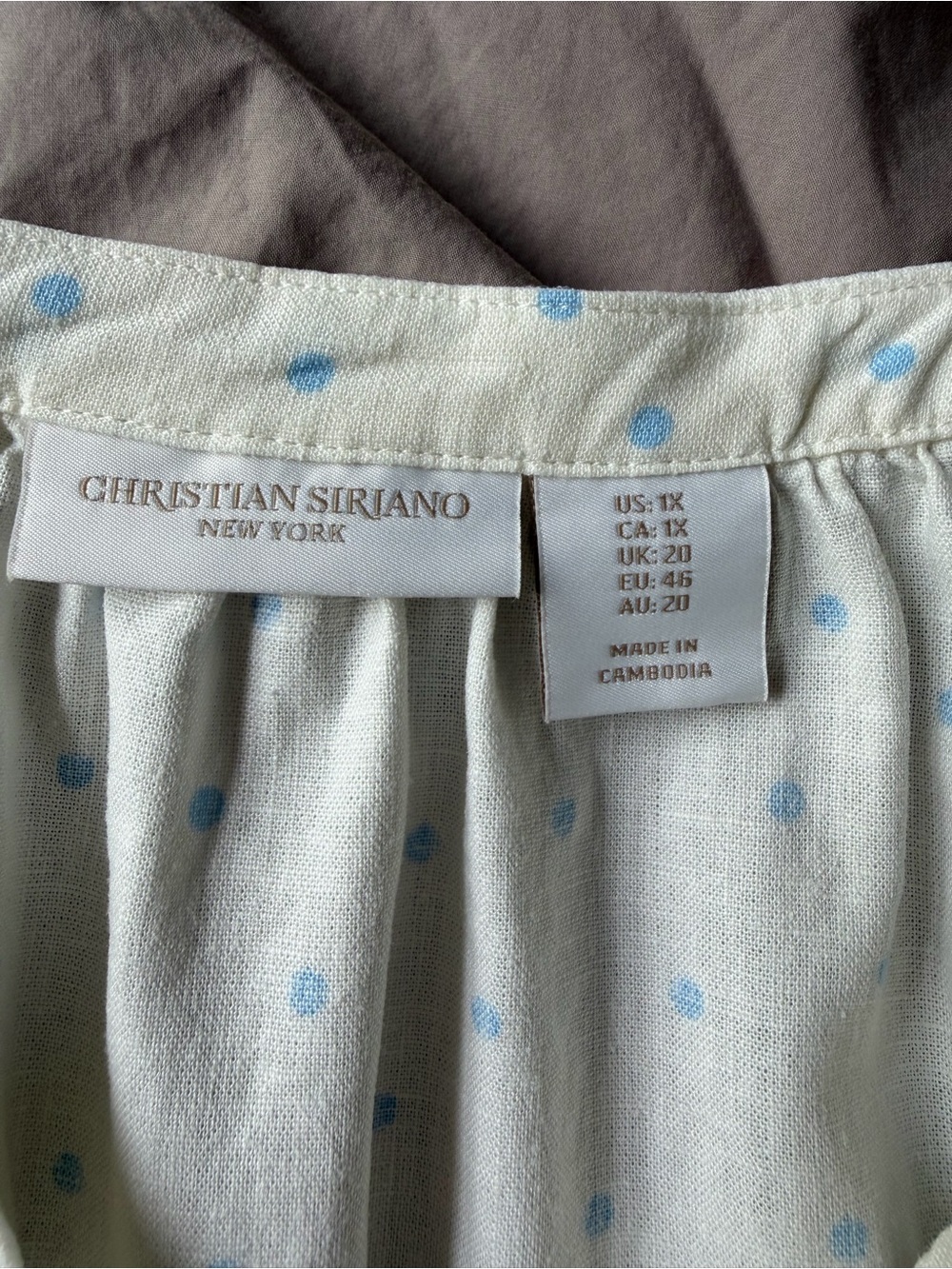 Christian Siriano Womens Long Sleeve Linen Blend Blue Polka Dot Blouse Size 1X - Picture 3 of 8